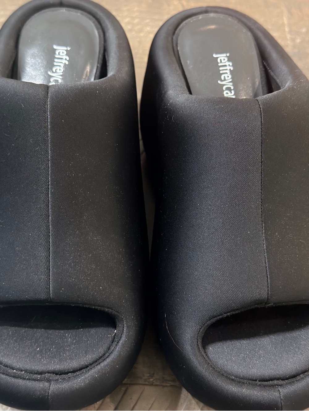 Jeffrey Campbell Black Padded Open-Toe Mules